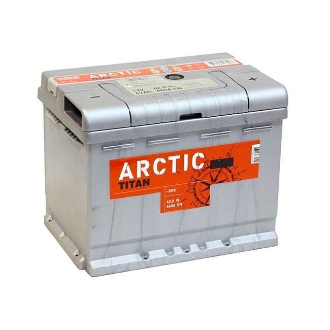 Titan Arctic Silver 62А/ч-12V ст EN630 европейские прямая 242x175x190